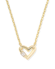 EMERY HEART SHORT PENDANT NECKLACE GOLD WHITE CZ