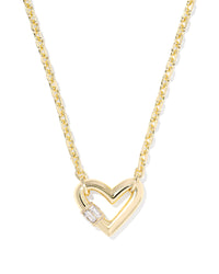 EMERY HEART SHORT PENDANT NECKLACE GOLD WHITE CZ