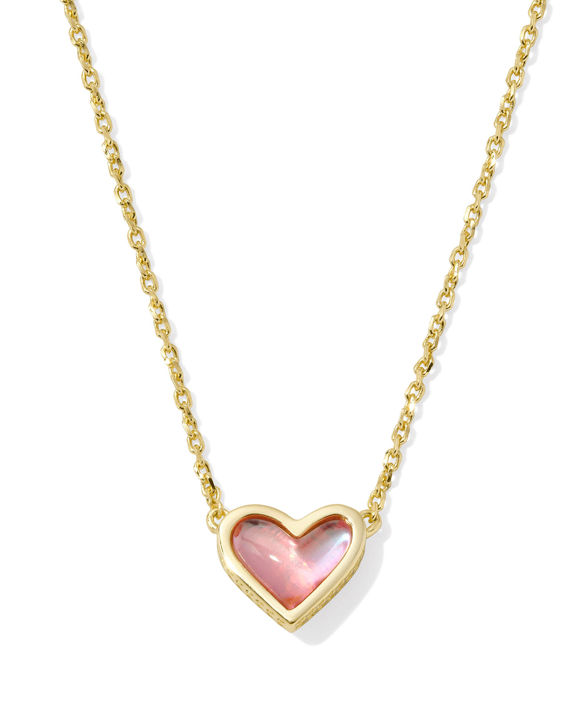 FRAMED ARI HEART PENDANT NECKLACE GOLD BLUSH DICHROIC GLASS
