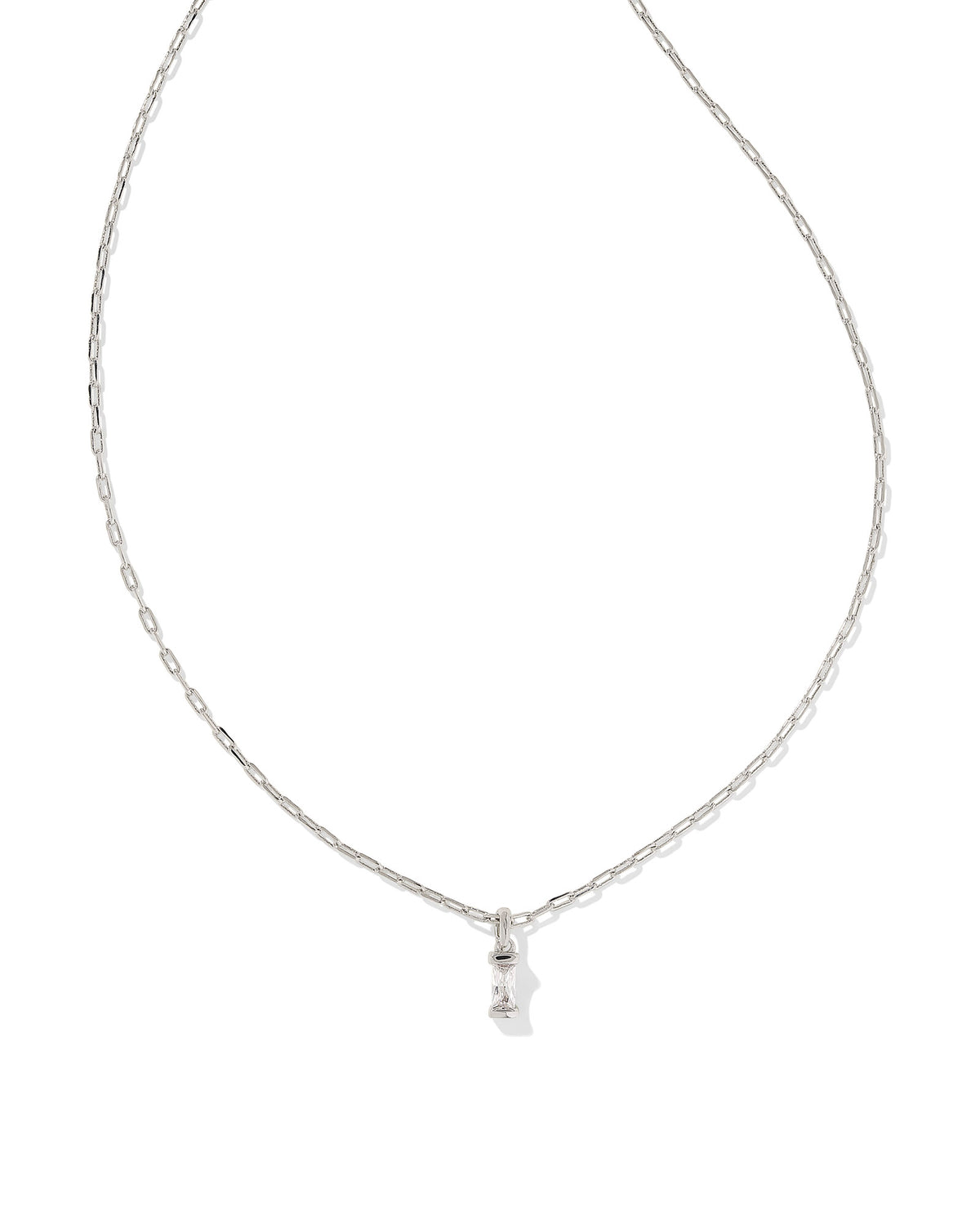 PHOEBE SHORT PENDANT NECKLACE SILVER WHITE CRYSTAL
