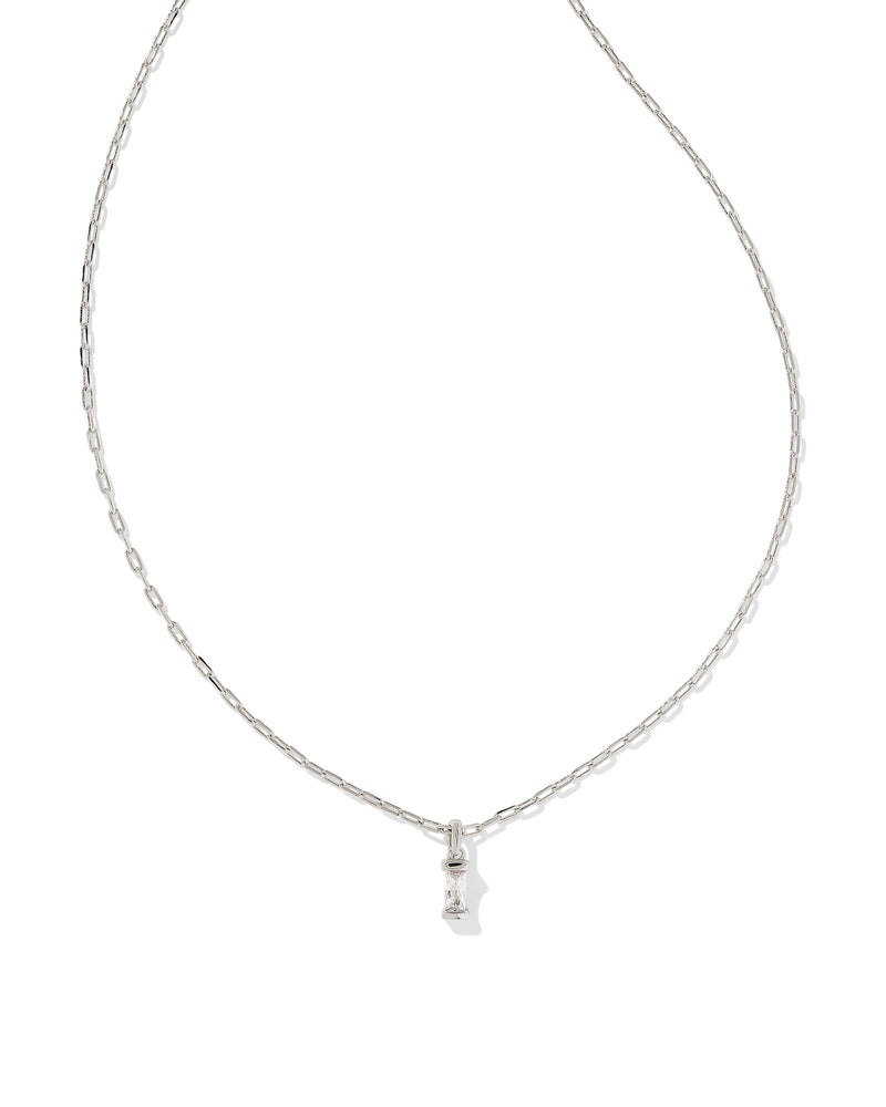 PHOEBE SHORT PENDANT NECKLACE SILVER WHITE CRYSTAL