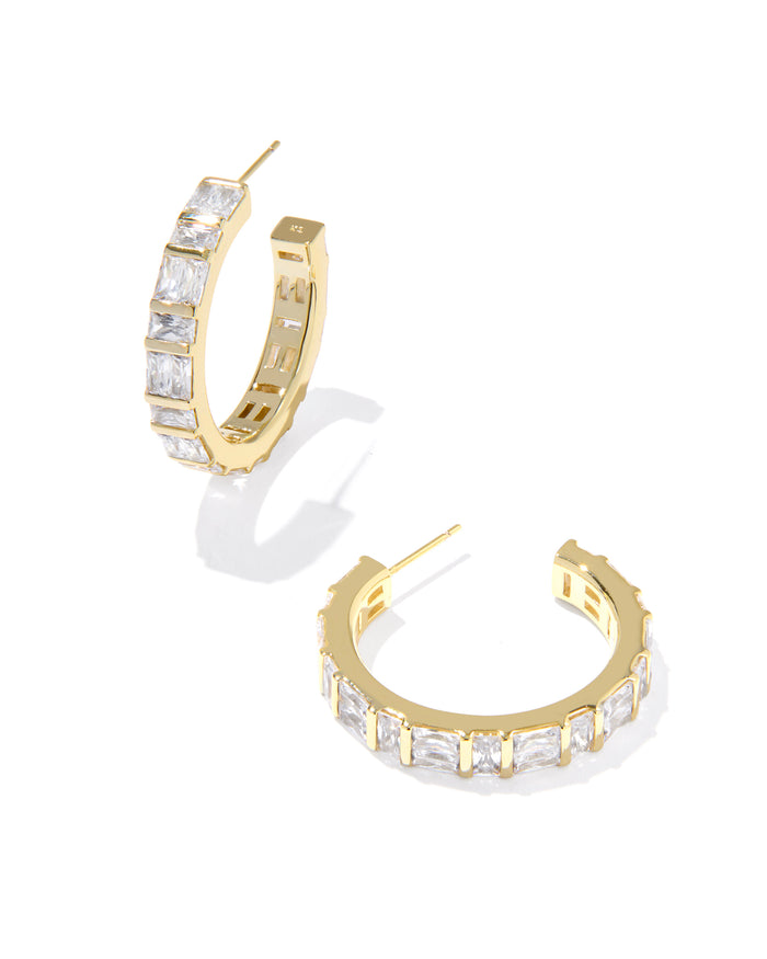 JAMIE HOOP EARRINGS GOLD WHITE CZ