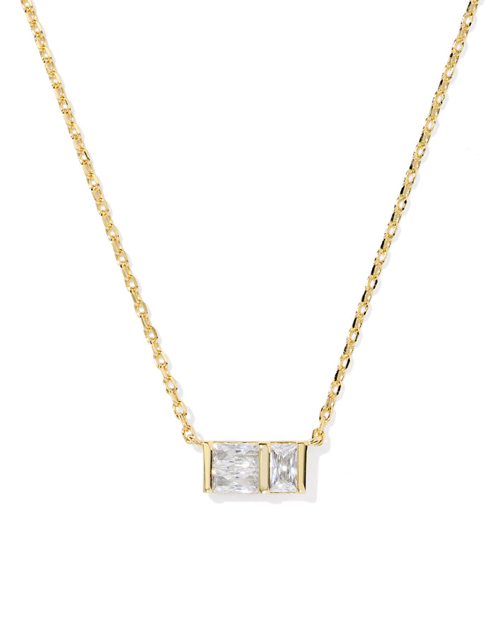 JAMIE SHORT PENDANT NECKLACE GOLD WHITE CZ
