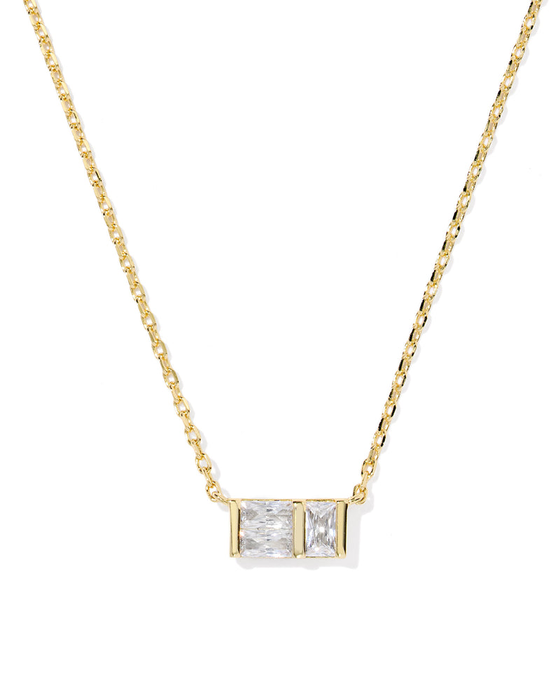 JAMIE SHORT PENDANT NECKLACE GOLD WHITE CZ