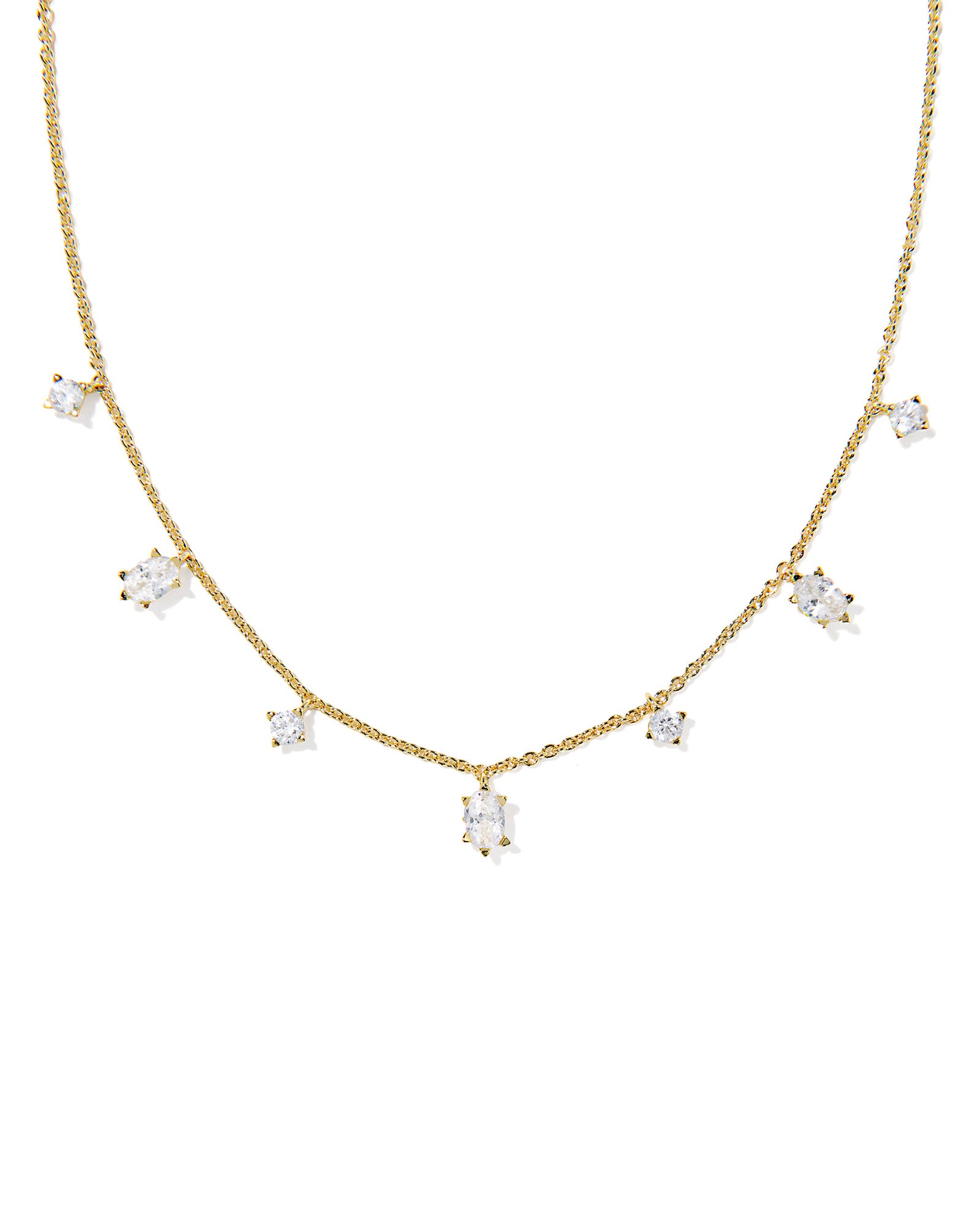 CAILIN DELICATE STRAND NECKLACE GOLD WHITE CZ