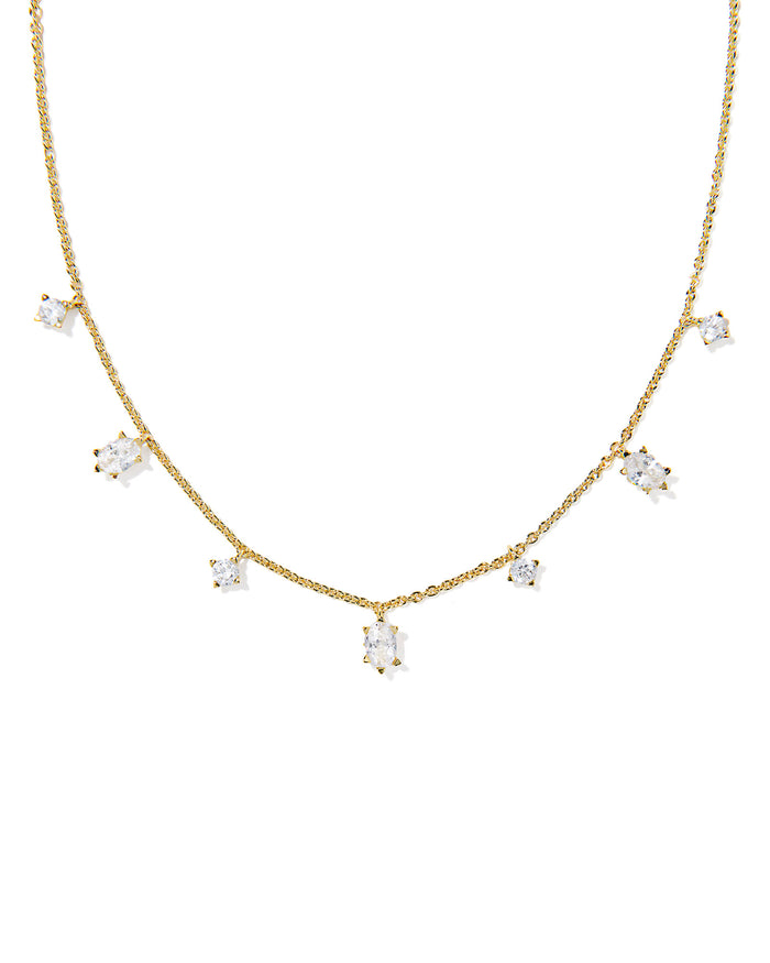 CAILIN DELICATE STRAND NECKLACE GOLD WHITE CZ