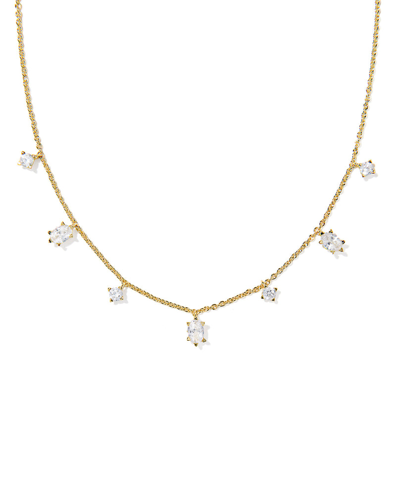 CAILIN DELICATE STRAND NECKLACE GOLD WHITE CZ