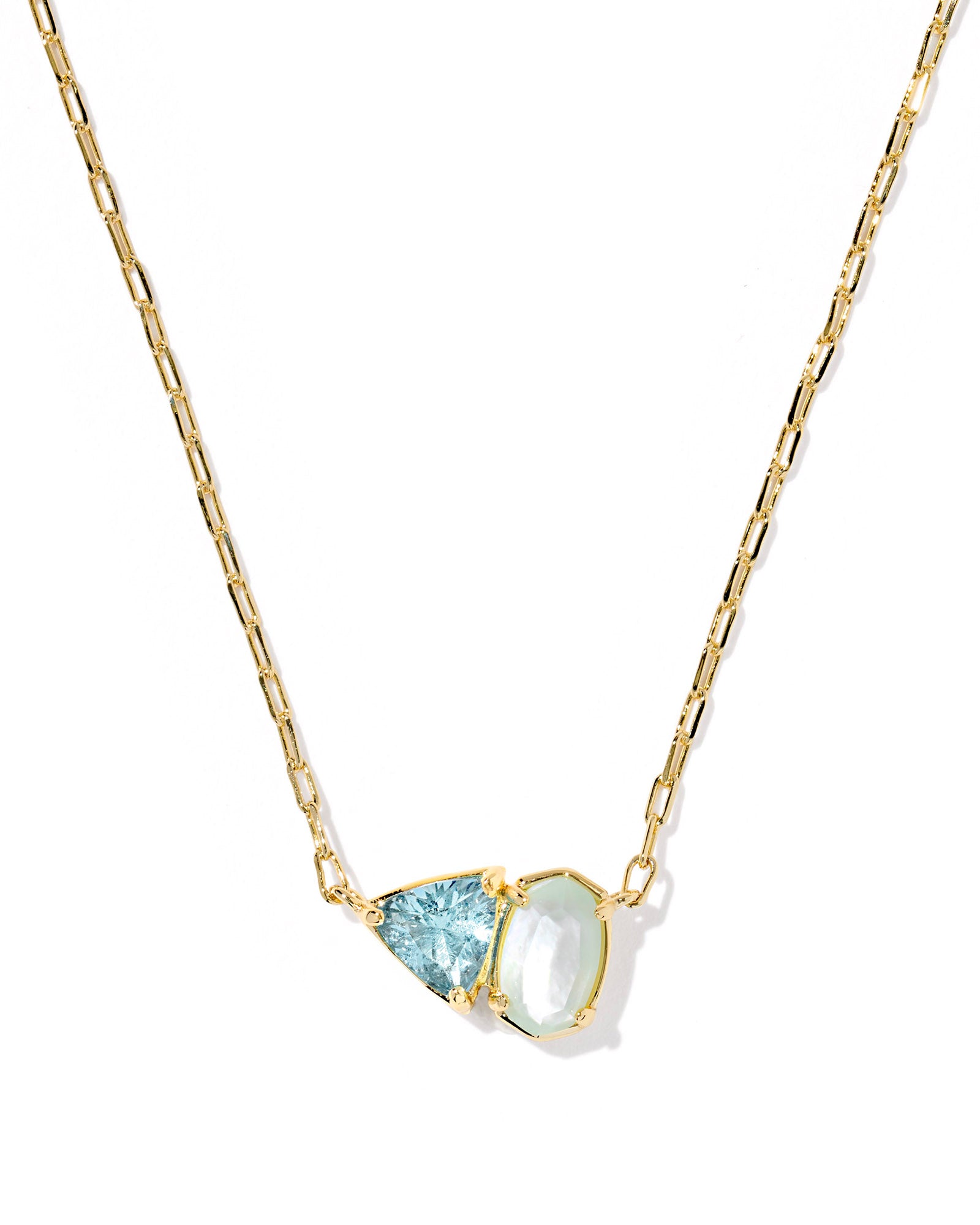 TATUM SHORT PENDANT NECKLACE GOLD LIGHT BLUE MIX