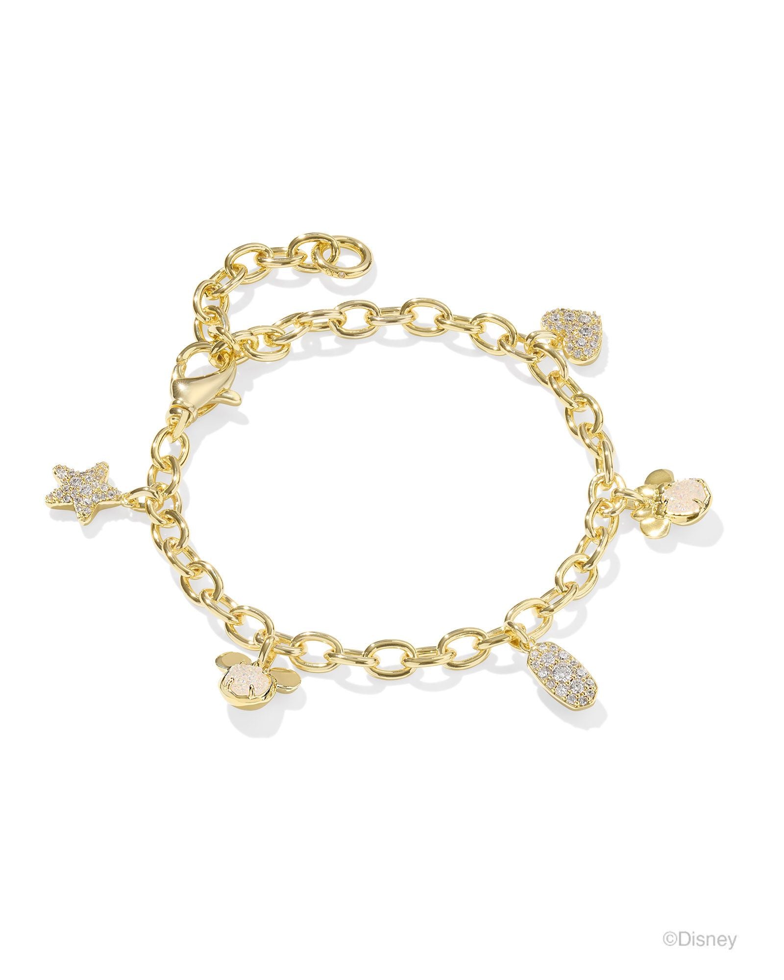 MICKEY MINNIE CHARM BRACELET GOLD IRIDESCENT WHITE MIX
