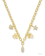 MICKEY MINNIE CHARM NECKLACE GOLD IRIDESCENT WHITE MIX