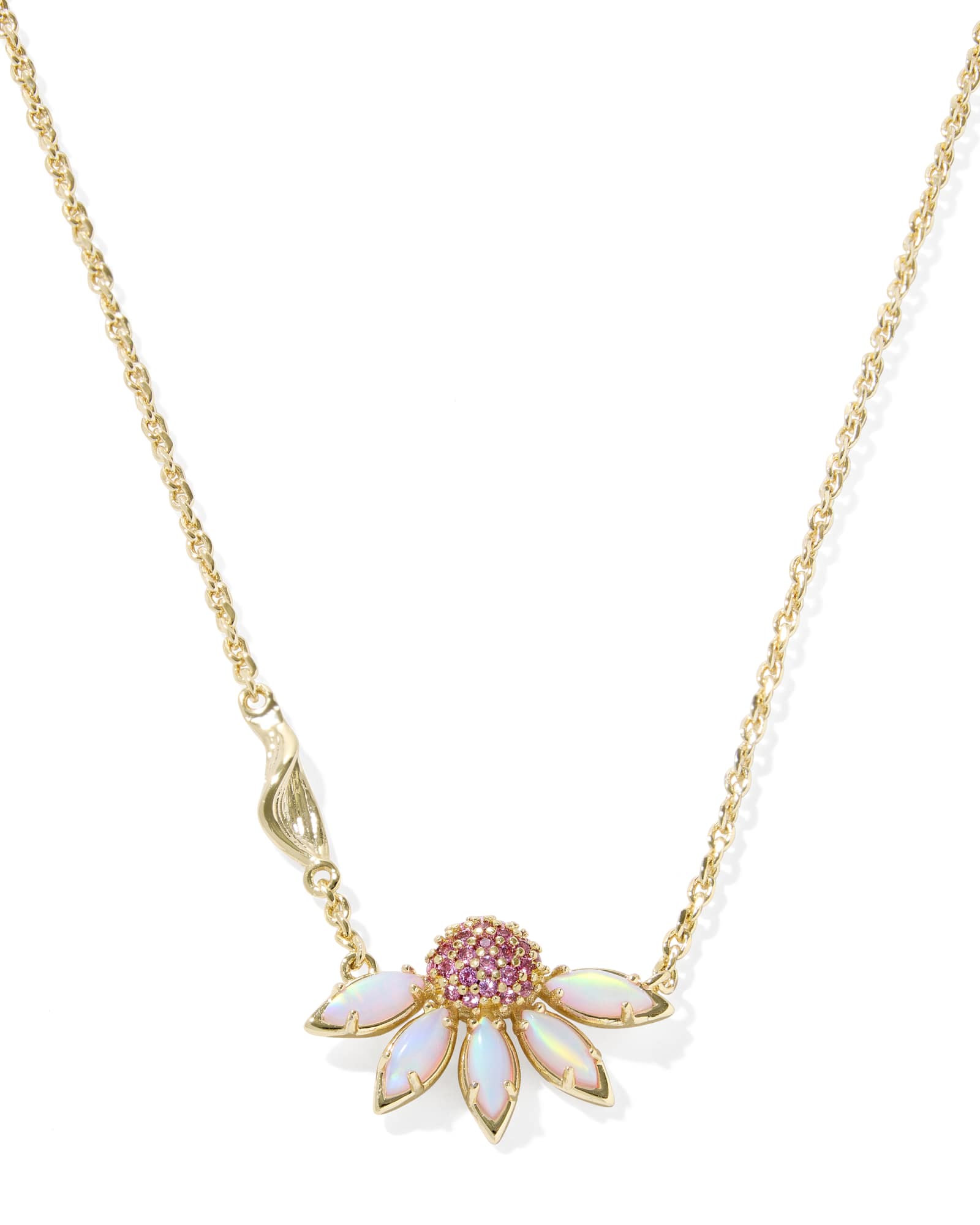 ANYA FLOWER SHORT PENDANT NECKLACE GOLD LIGHT PINK MIX