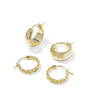GABRIELLA SET OF HUGGIE EARRINGS GOLD
