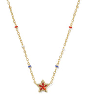 MINI CASSIDY SHORT PENDANT NECKLACE GOLD RED ILLUSION