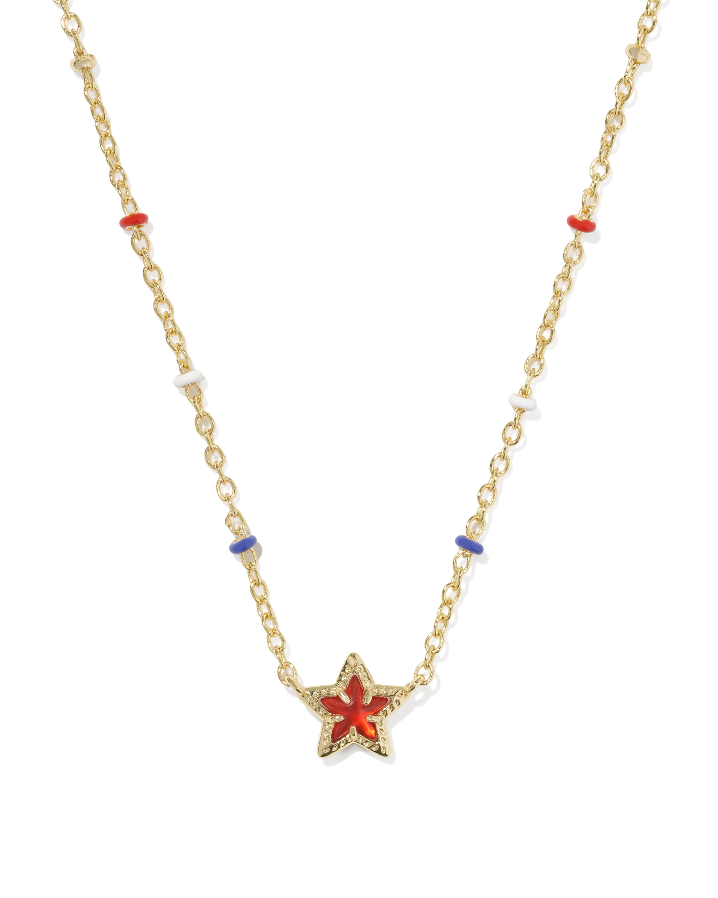 MINI CASSIDY SHORT PENDANT NECKLACE GOLD RED ILLUSION