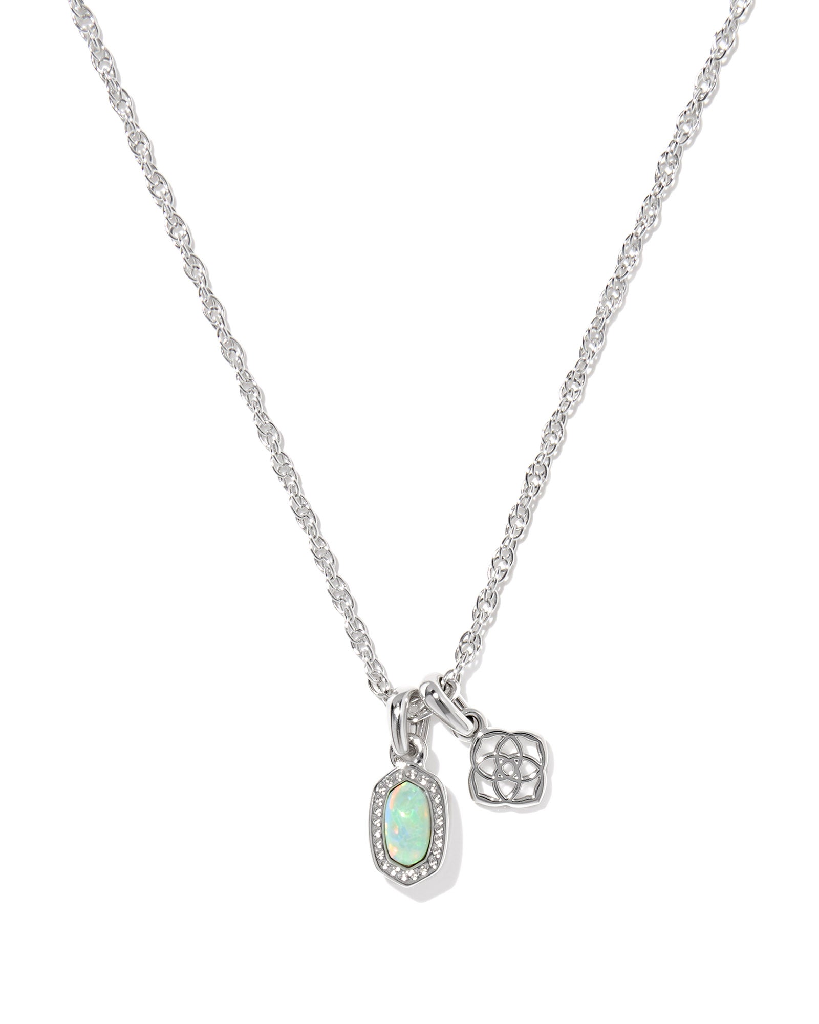 MINI ELISA DIRA NECKLACE SILVER GREEN LAB GROWN OPAL