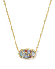 ELISA USA SHORT PENDANT NECKLACE GOLD RED WHITE BLUE STAR ILLUSION