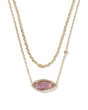 OPHELIA MULTI STRAND NECKLACE GOLD LIGHT MAUVE ILLUSION