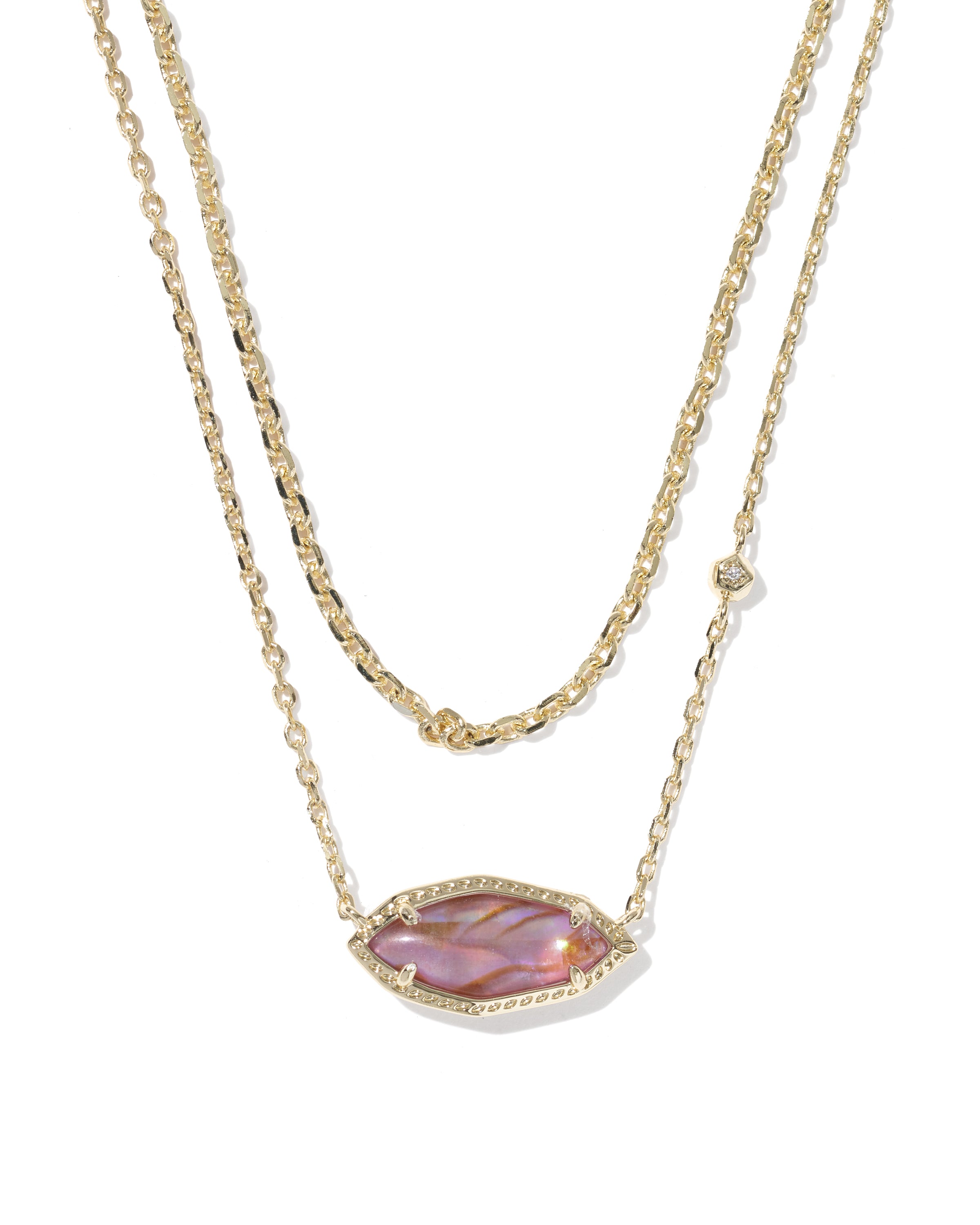 OPHELIA MULTI STRAND NECKLACE GOLD LIGHT MAUVE ILLUSION