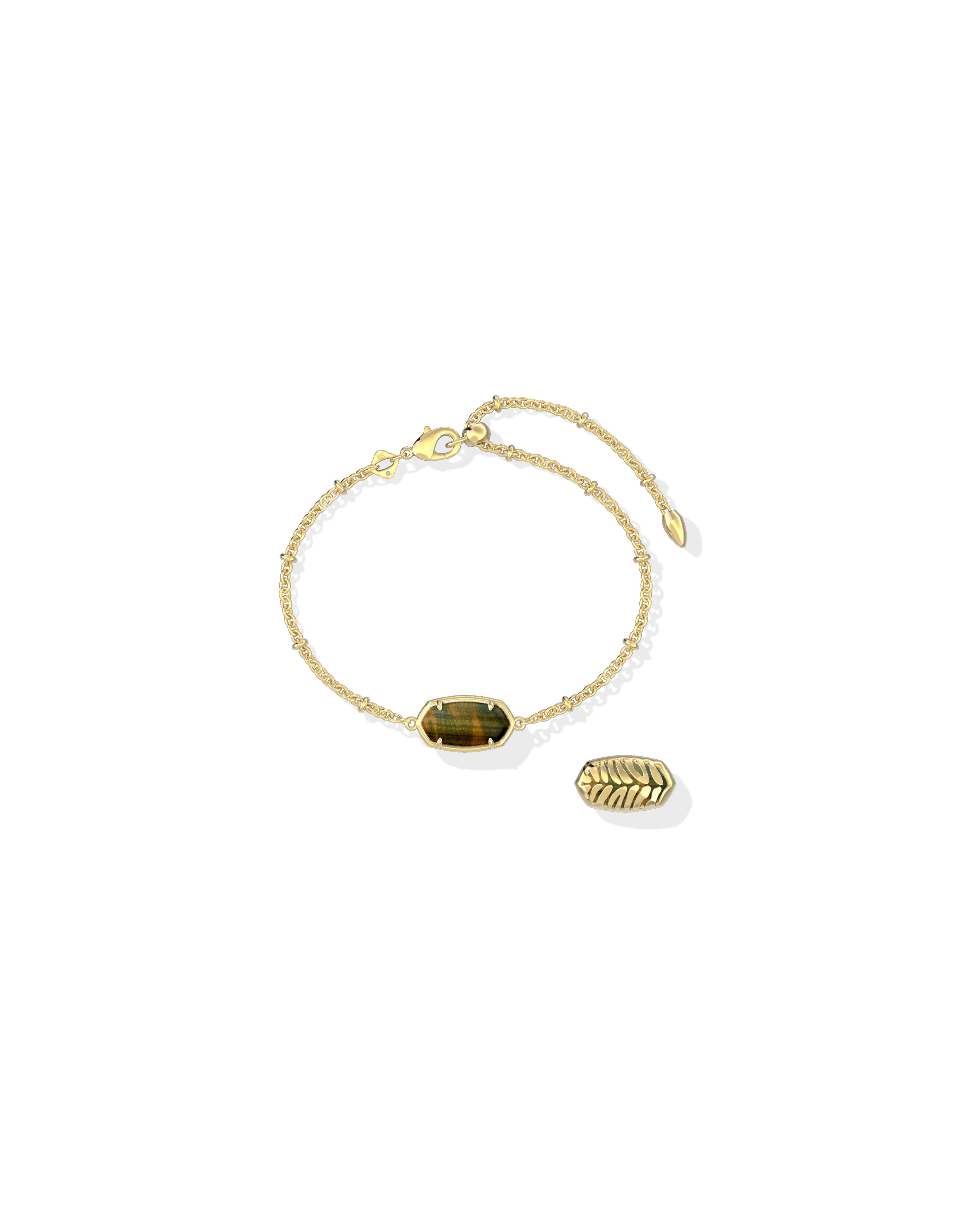 TIGER STRIPED ELAINA DELICATE CHAIN BRACELET GOLD DARK BROWN HAWK'S EYE