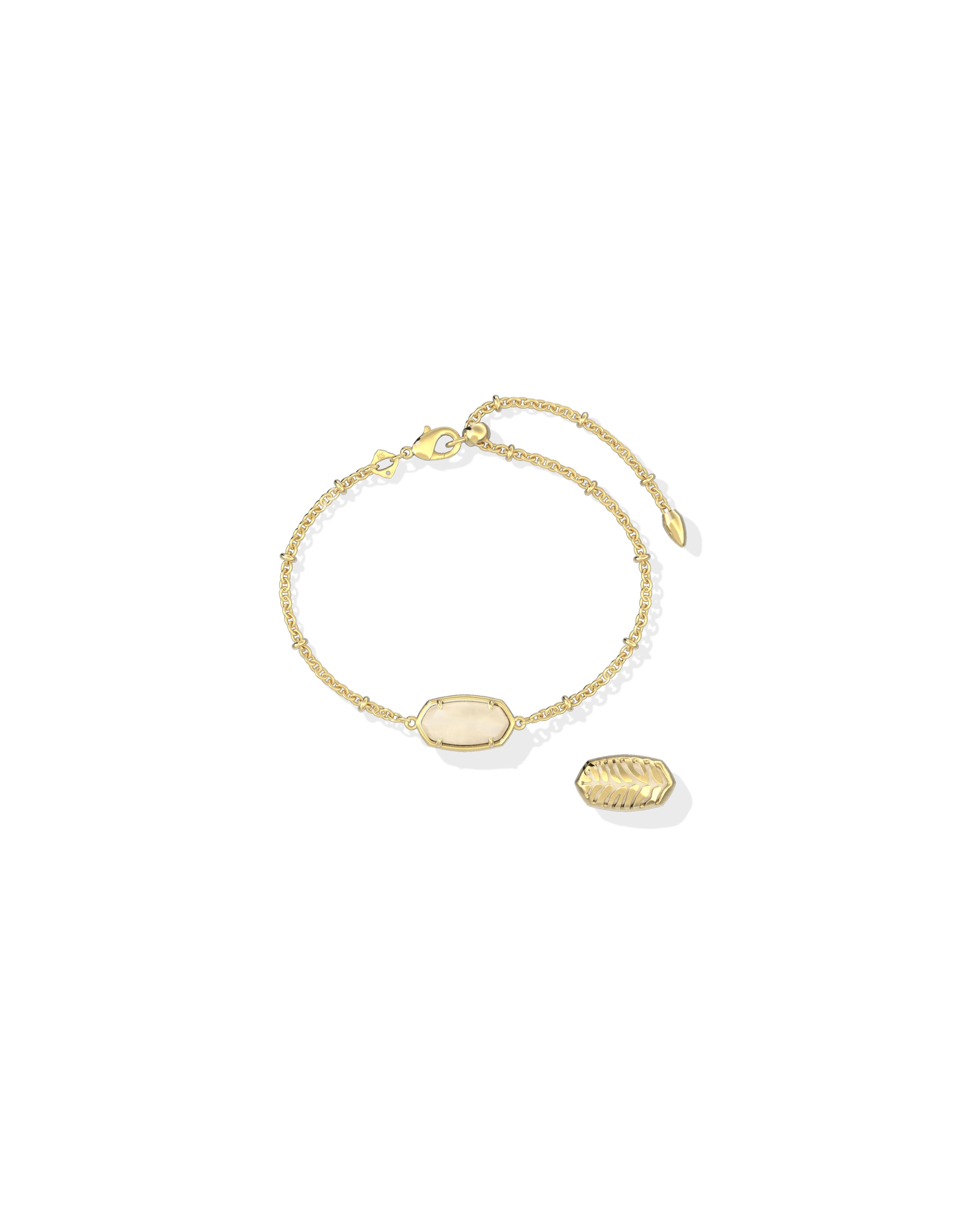 TIGER STRIPED ELAINA DELICATE CHAIN BRACELET GOLD NATURAL MOTHER OF PEARL
