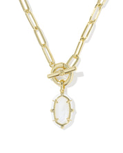 ELISA ENAMEL LINK AND CHAIN NECKLACE GOLD WHITE MOTHER OF PEARL