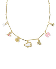 CHEER CHARM NECKLACE GOLD PINK WHITE MIX