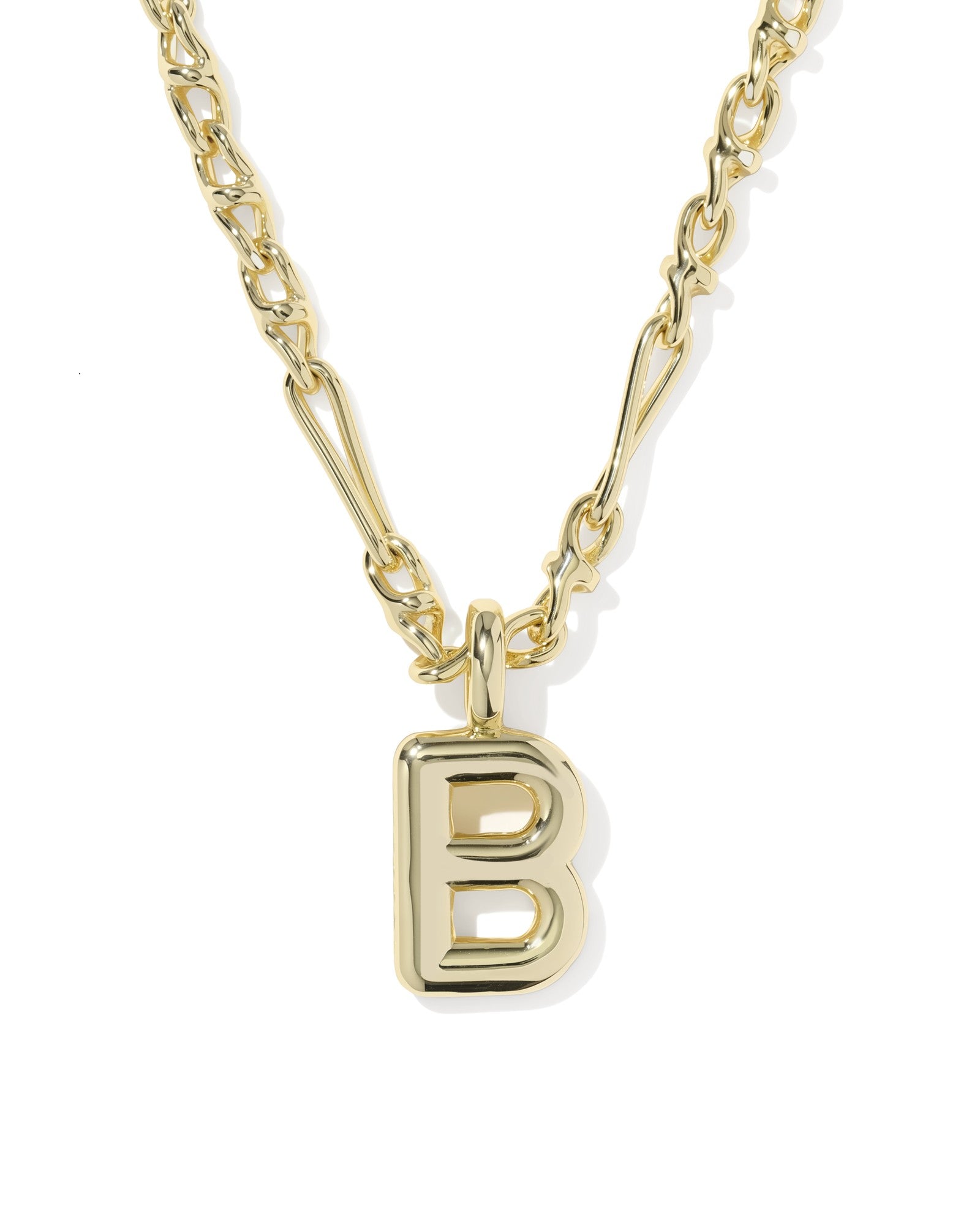 BUBBLE LETTER B SHORT PENDANT NECKLACE GOLD