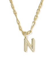 BUBBLE LETTER N SHORT PENDANT NECKLACE GOLD