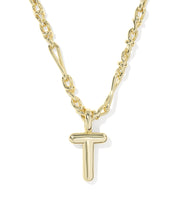 BUBBLE LETTER T SHORT PENDANT NECKLACE GOLD
