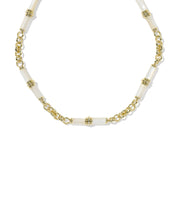 BREE BEADED LINK AND CHAIN NECKLACE GOLD IVORY MOTHER OF PEARL