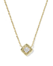 MALLORY CRYSTAL SHORT PENDANT NECKLACE GOLD WHITE CZ