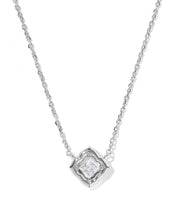MALLORY CRYSTAL SHORT PENDANT NECKLACE SILVER WHITE CZ