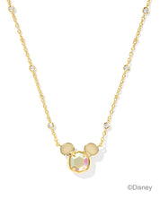 MICKEY MOUSE SHORT PENDANT NECKLACE GOLD DICHROIC GLASS