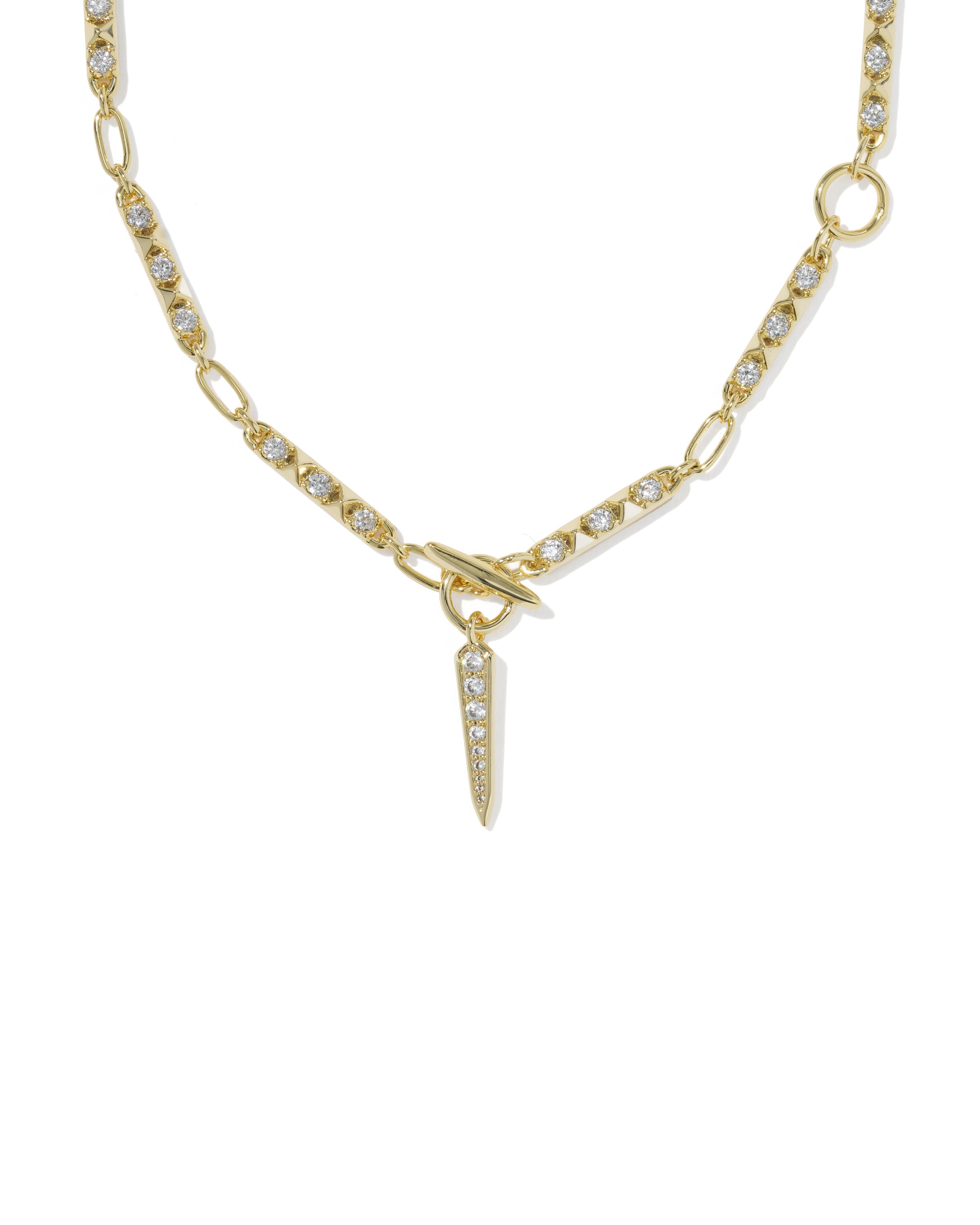 FATE LARIAT NECKLACE GOLD WHITE CZ