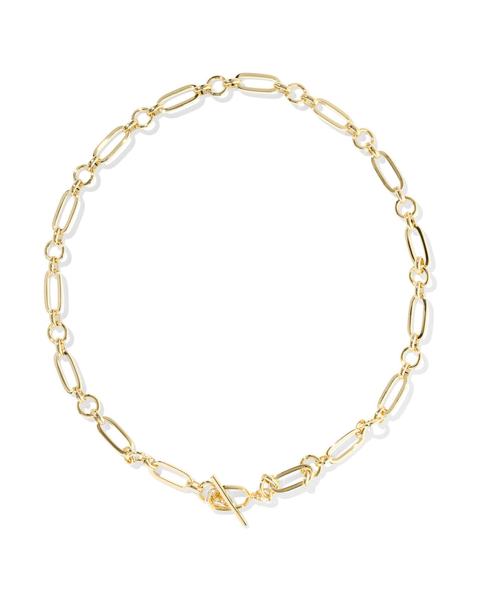 SYLVIA METAL LINK AND CHAIN NECKLACE GOLD