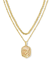 DAPHNE CORAL FRAME MULTI STRAND NECKLACE GOLD IRIDESCENT ABALONE