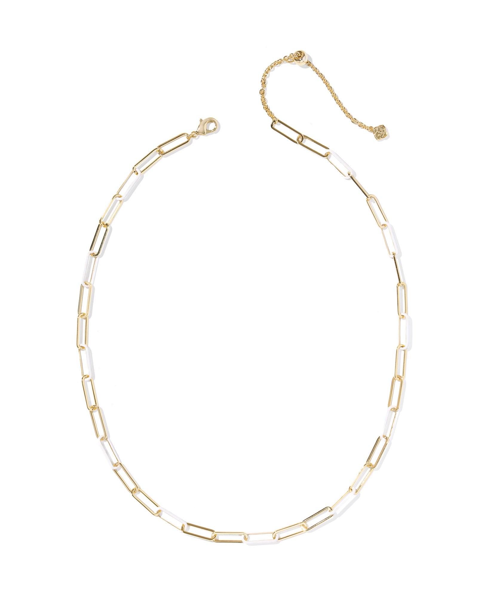 AINSLEY CONVERTIBLE CHAIN NECKLACE GOLD WHITE ENAMEL