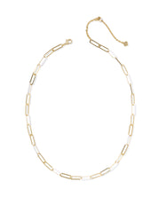 AINSLEY CONVERTIBLE CHAIN NECKLACE GOLD WHITE ENAMEL