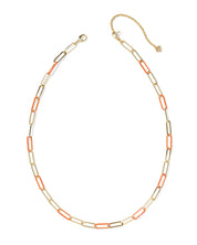 AINSLEY CONVERTIBLE CHAIN NECKLACE GOLD DARK ORANGE ENAMEL