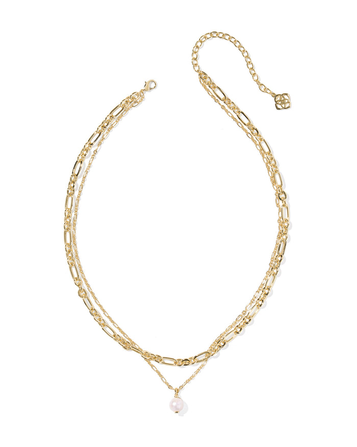 ASHTON MULTI STRAND NECKLACE GOLD FRESHWATER CULTURED PEARL