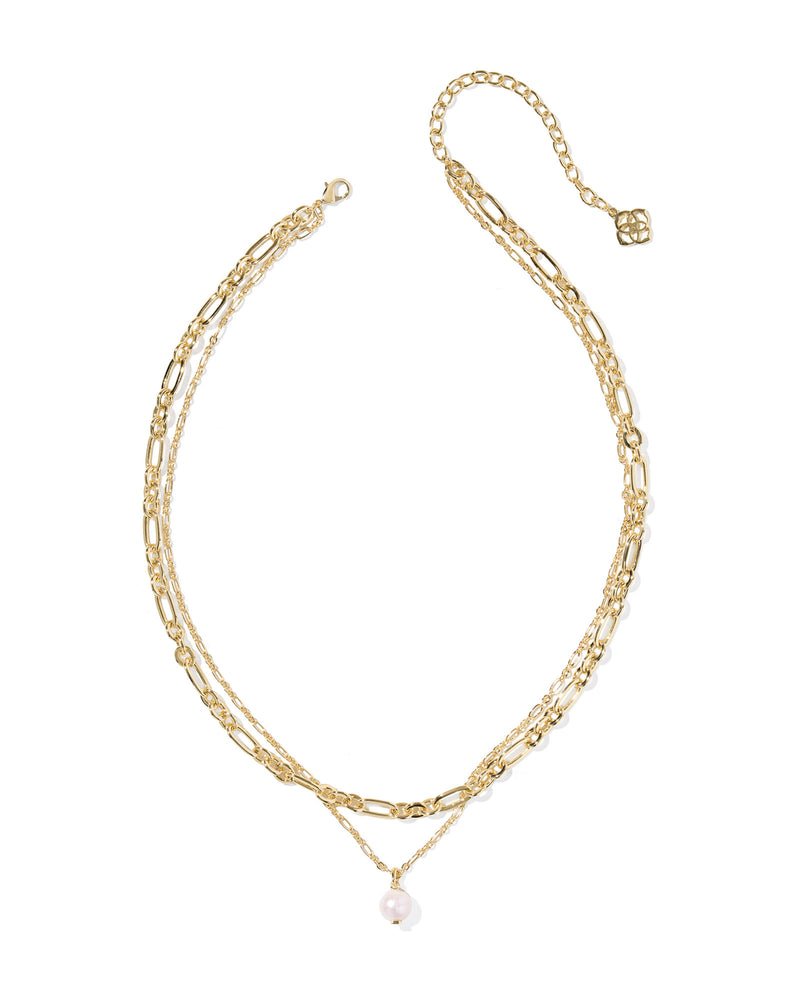 ASHTON MULTI STRAND NECKLACE GOLD FRESHWATER CULTURED PEARL
