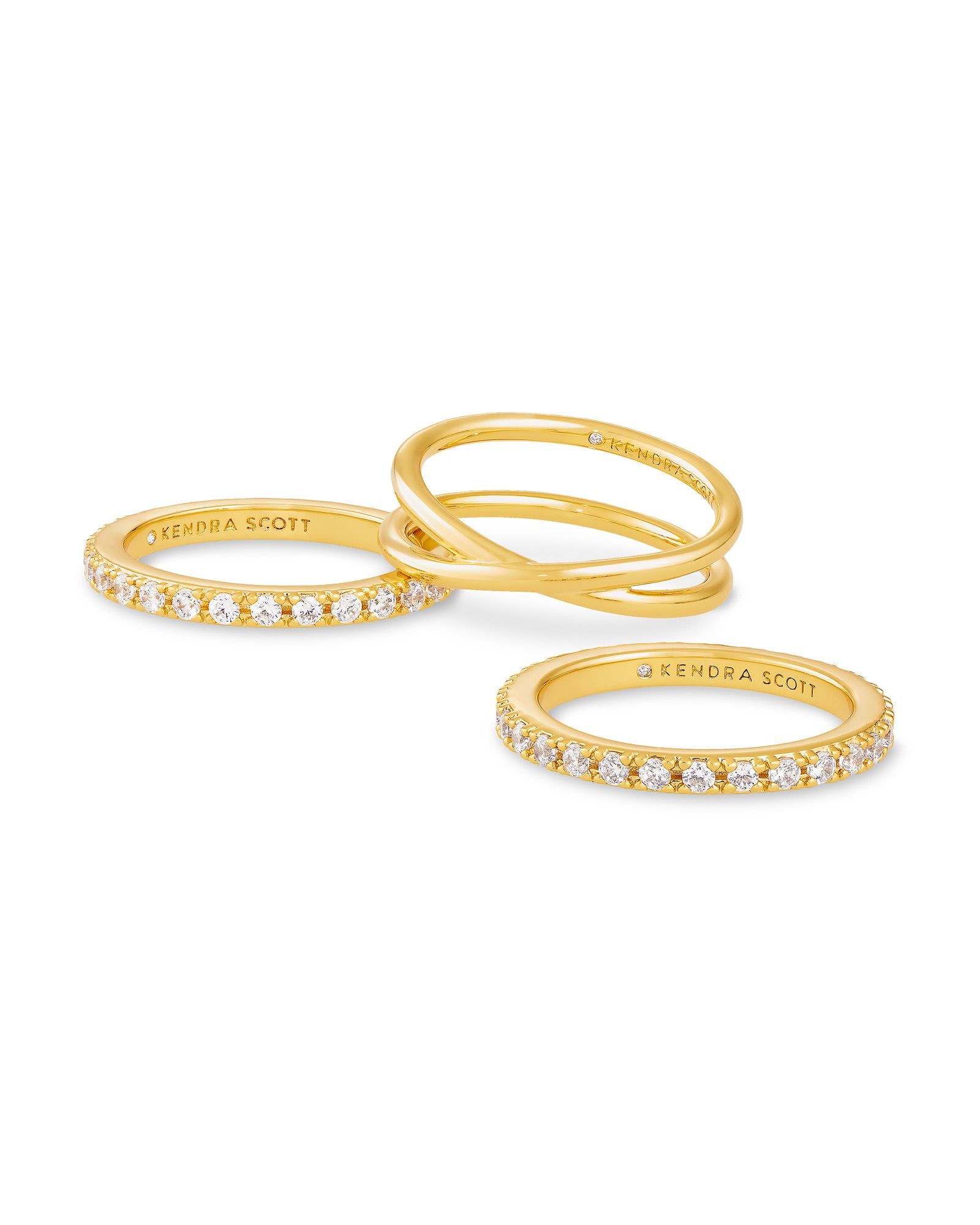 LIVY RING SET OF 3 GOLD METAL