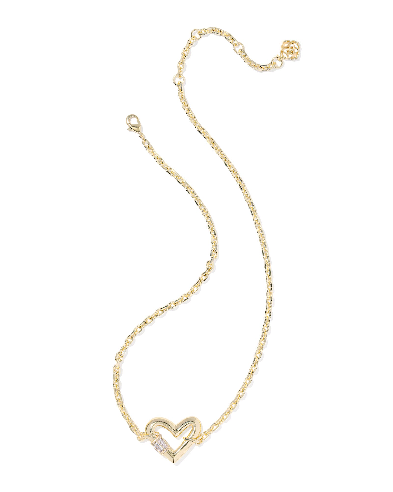 EMERY HEART SHORT PENDANT NECKLACE GOLD WHITE CZ