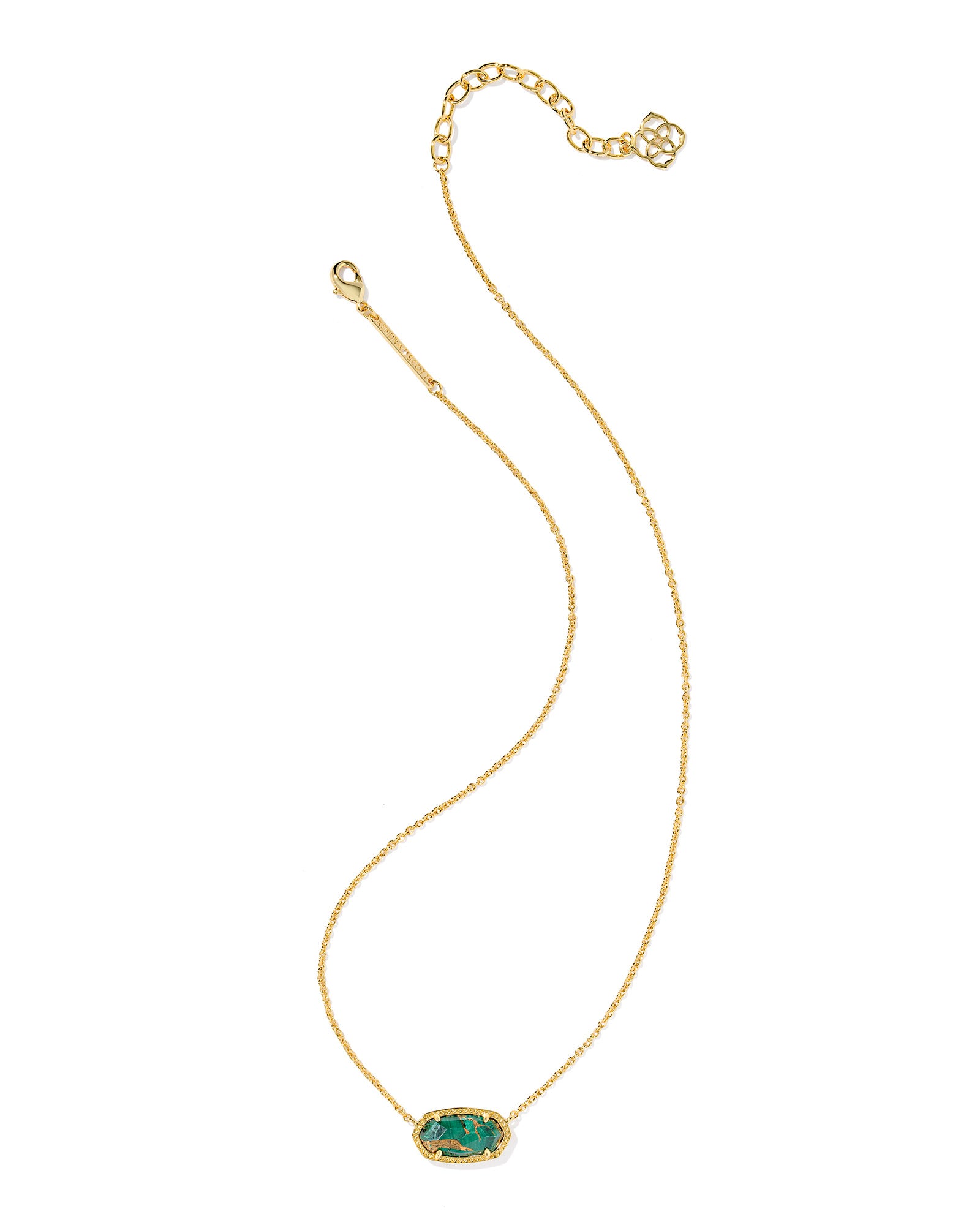 ELISA PENDANT NECKLACE GOLD BRONZE VEINED GREEN MALACHITE