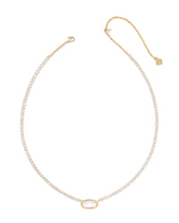 ELISA TENNIS NECKLACE GOLD IVORY MOTHER OF PEARL