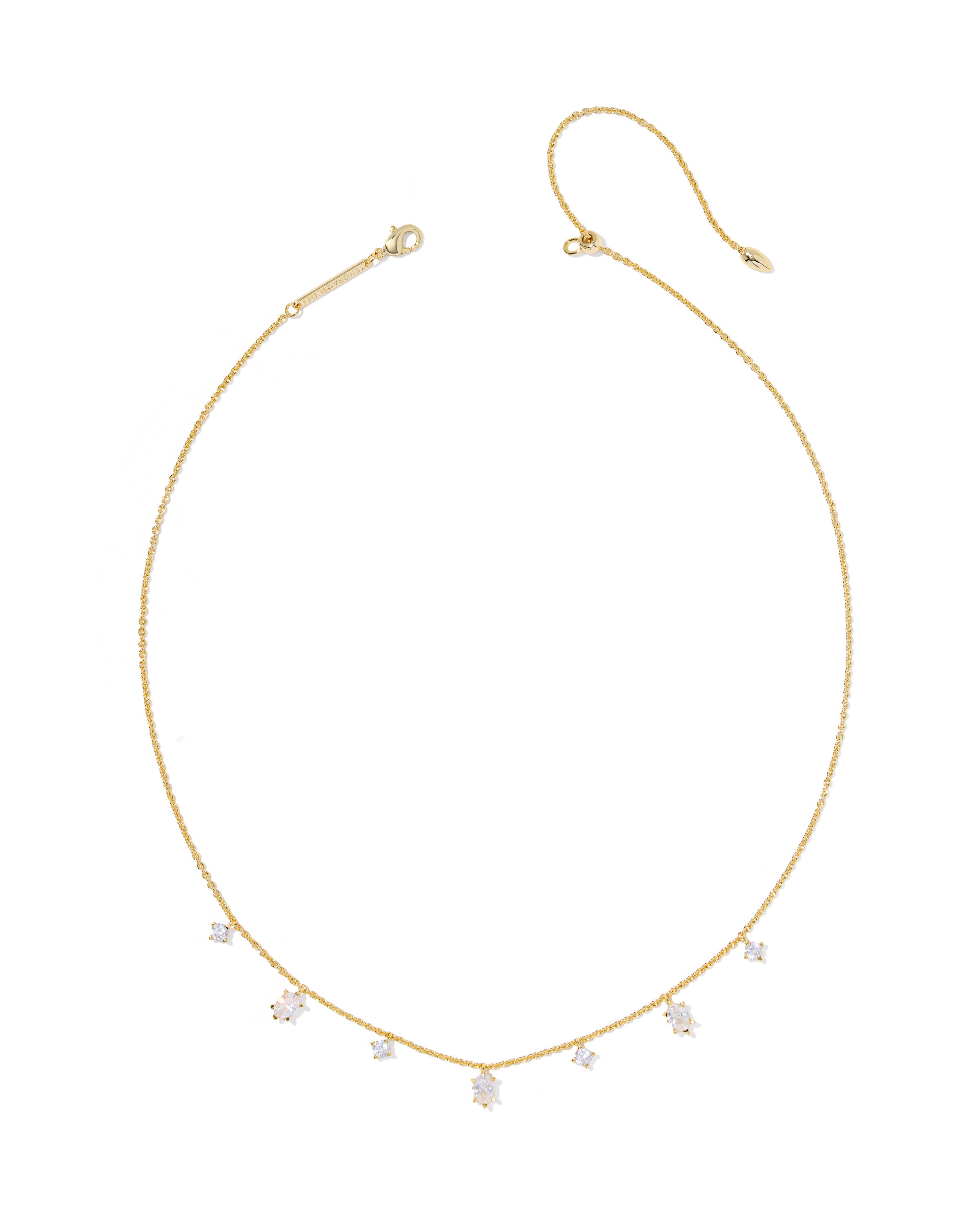 CAILIN DELICATE STRAND NECKLACE GOLD WHITE CZ