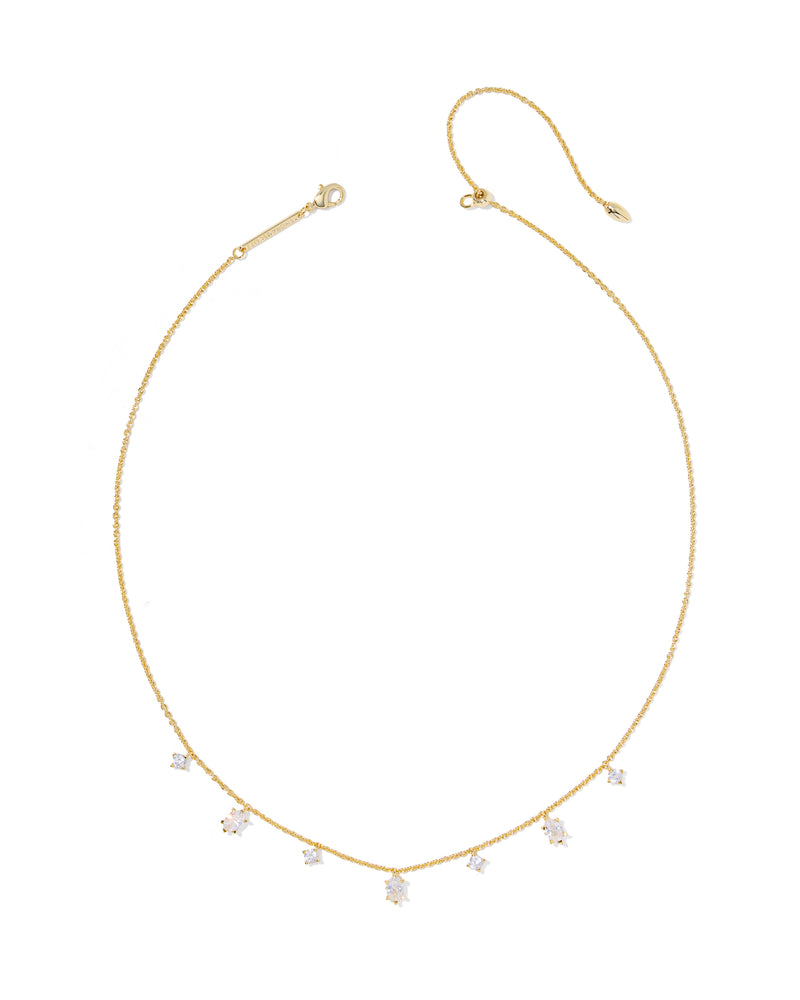 CAILIN DELICATE STRAND NECKLACE GOLD WHITE CZ