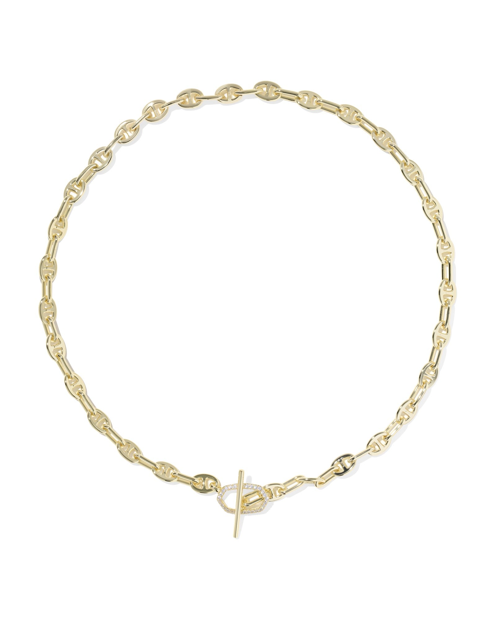 ELISA TOGGLE LINK AND CHAIN NECKLACE GOLD WHITE CZ