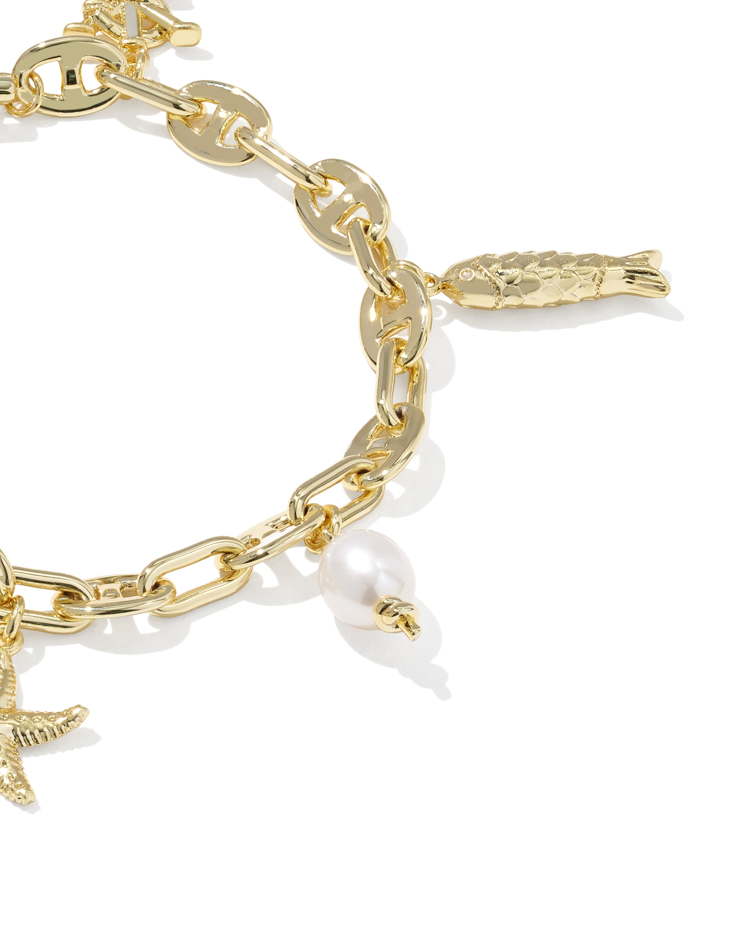PARKER CHARM BRACELET GOLD FRESHWATER CULTURED PEARL