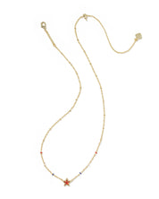 MINI CASSIDY SHORT PENDANT NECKLACE GOLD RED ILLUSION